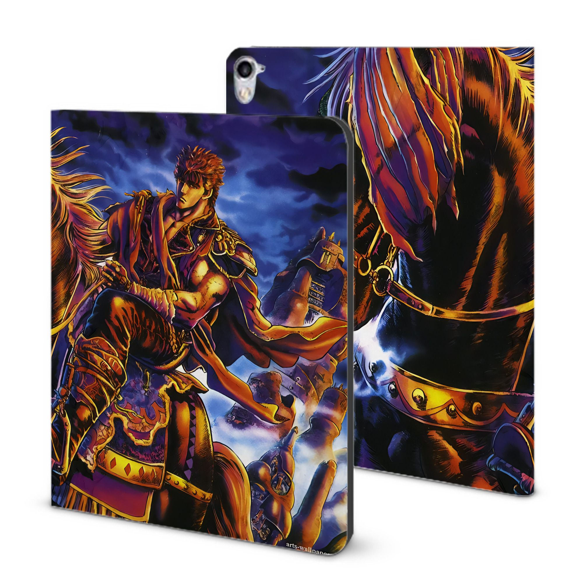 （画像用） 北斗の拳 Fist of the North Star IPad ケース ブック型 PUレザー TPU 耐衝撃 軽量 薄型 ペン収納なし 全面保護 IPad 各モデル対応